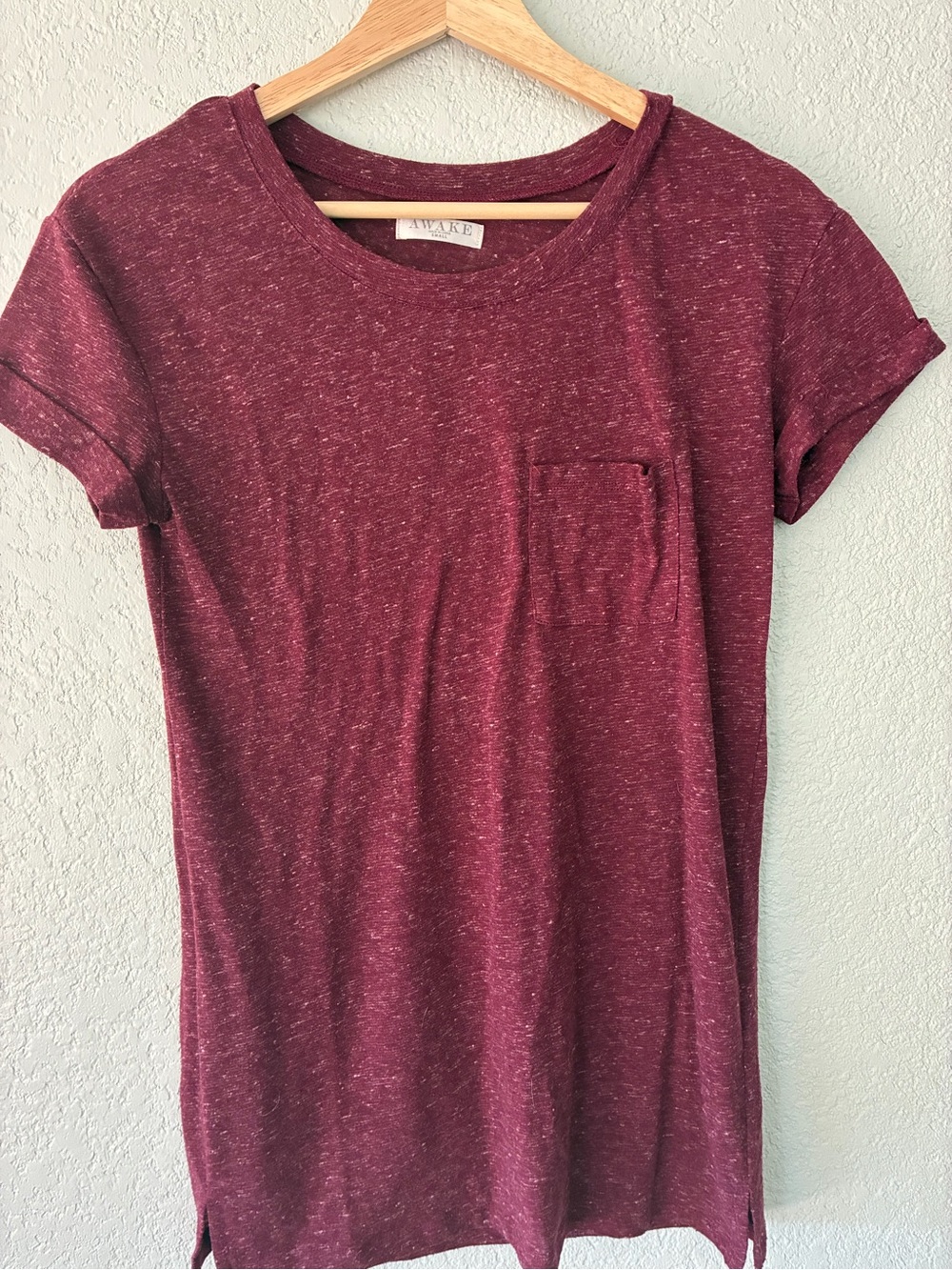 Awake Marled Wine Pocket Tee - Women